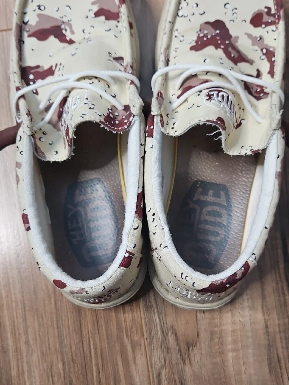 Hey Dude Men's Slip-On Loafers in Cream & Brown Desert Camo 8